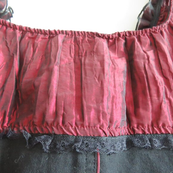 TRIPP NYC Vintage Y2K Steampunk Goth Pirate Lace Corset Top Black Metallic Red - Picture 11 of 16
